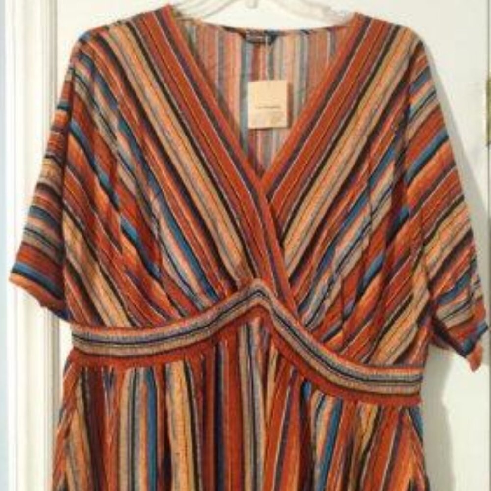 NEW-Striped dress with splits and pockets - Picture 2 of 8